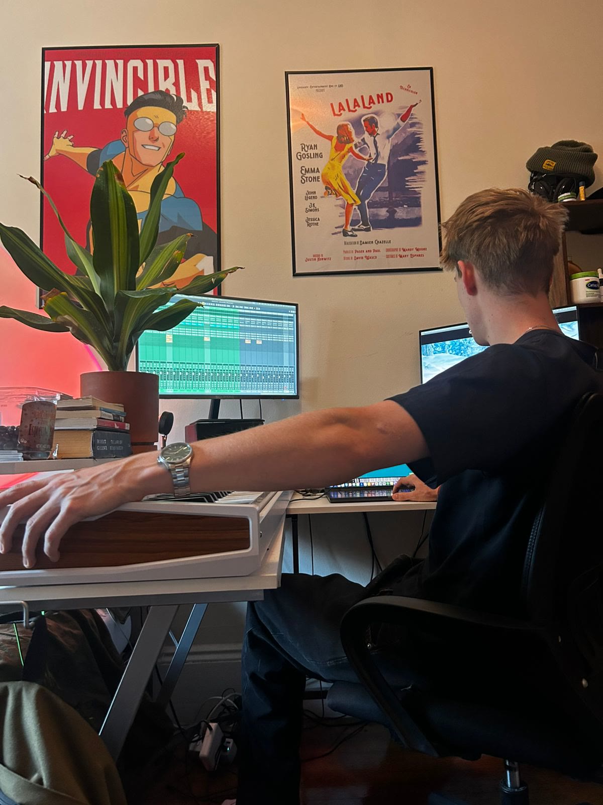 Will Johnson writing in his studio